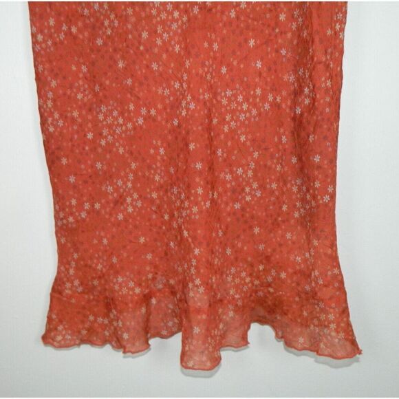 Gemini Skirts Size XXL Orange Floral Ruffle Hem Lined‎ Y2K Vintage - Picture 4 of 8